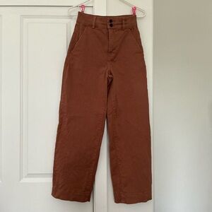 Everlane wide leg high waisted brown utility pants organic cotton size 2